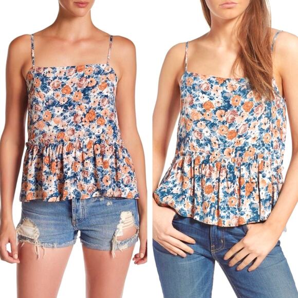 CURRENT ELLIOTT Ruffle Floral Tank Blouse Top – Size Small - Picture 3 of 11